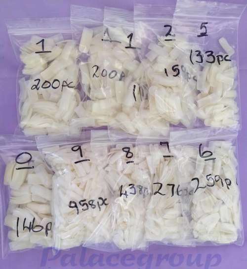 Beauty Products Nails Non Cut Out Tips - Natural Colour Sizes 0-9 (Excl No:3 & No:4) 2883pc