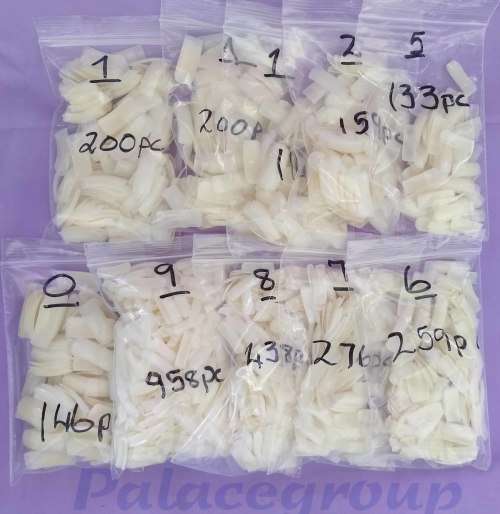 Beauty Products Nails Non Cut Out Tips - Natural Colour Sizes 0-9 (Excl No:3 & No:4) 2883pc