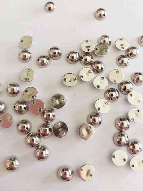 Findings, Connectors, Acrylic, Rhodium Plated, Half Round, Nickel, 6mm, ±30pc