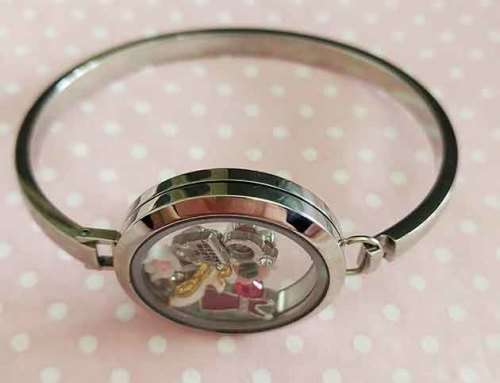 Mistique Bracelet, Bangle With Charms In Locked, Nickel, 70mm Diameter, 1pc