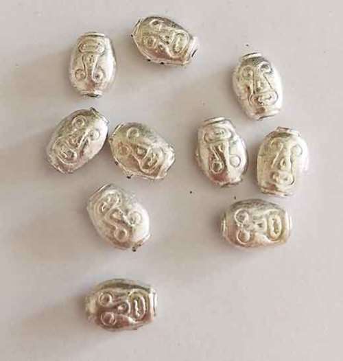 Metal Beads, Metal, Silver, 8mm x 6mm, 10 pc