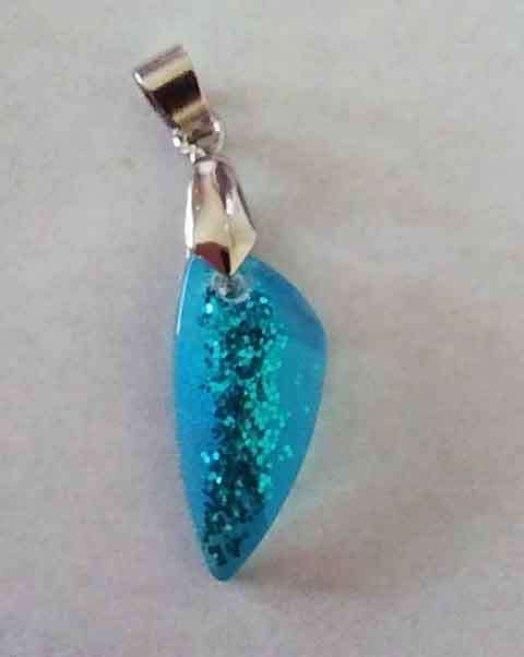 Pendant, Turquoise, 24mm x 11mm, Handmade Resin Product, Unique, 1pc