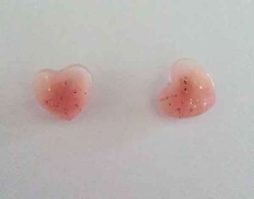 Earrings, Heart, Burnt Orange, Stud, 10mm Diameter, Handmade, Art Resin Product, Unique