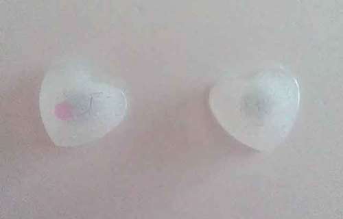 Earrings, Heart, White, Stud, 10mm Diameter, Handmade, Art Resin Product, Unique