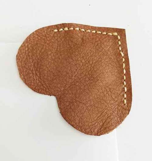 Bookmarks, Heart, Light Brown Leather, 9cm, Handmade Leather Product, Unique, 1pc