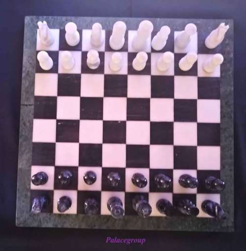 Marble Chess Set With Marble Pieces, Good Condition, Size - 410mm x 410mm x 15mm, King - 85mm