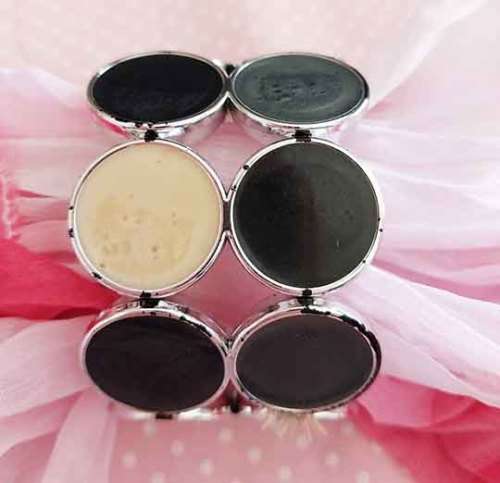 Burtell Bracelet, Ivory Coloured With Black On Silver Coloured Acrylic, On Elastic, 40mm Wide, 1pc