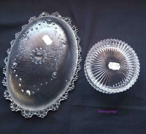 Clear Glass Condiment Bowls, Oval 230mm x 165mm - Height -55mm, Round 105mm Diameter, 55mm Heig, 1pc