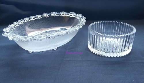 Clear Glass Condiment Bowls, Oval 230mm x 165mm - Height -55mm, Round 105mm Diameter, 55mm Heig, 1pc
