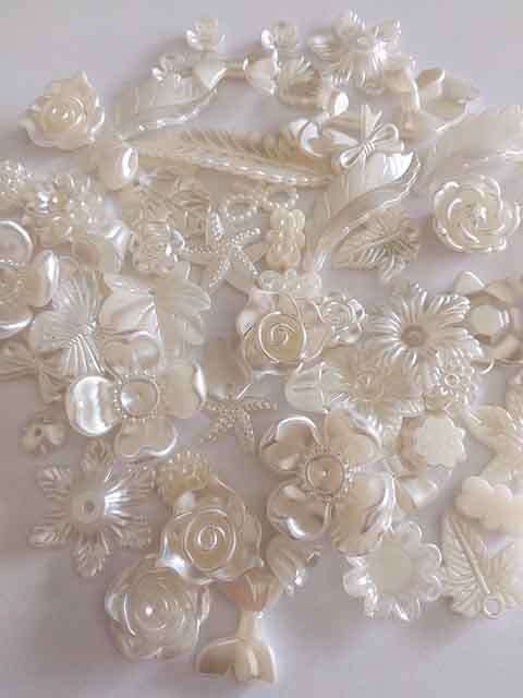 Acrylic, Mixed Shapes, Beige, Mixed Sizes, ±10pc