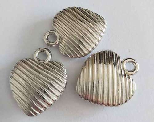 Charms, Heart, Acrylic, Rhodium Plated, 25mm x 20mm, 2pc