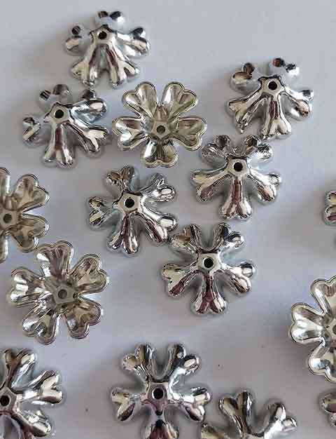 Beadcap, Acrylic, Rhodium Plated, Nickel Colour, 16mm, 8pc