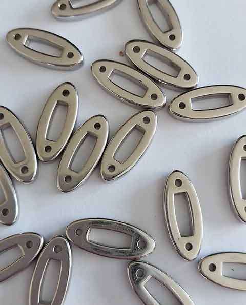 Findings, Connectors, Acrylic, Rhodium Plated, Nickel Colour, 19mm x 8mm, 10pc