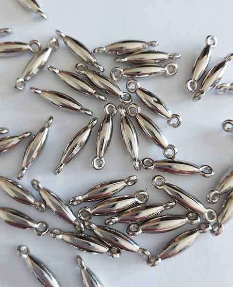 Findings, Connectors, Acrylic, Rhodium Plated, Nickel Colour, 17mm, ±20pc