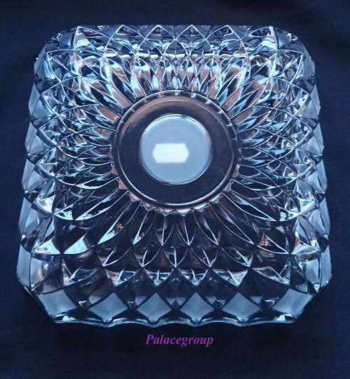 Clear Cut Glass Bowl, Frosted Diamond Shapes, 215mm x 215mm - Height 60mm, 1pc
