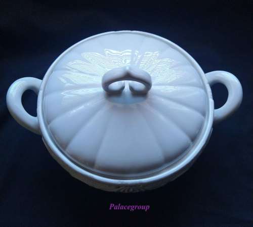 Serving Dish With Lid, White, Ceramic, Top Diameter 240mm - Height 90mm, 1pc