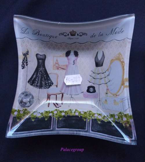Jewellery Display / Storage Holder, Glass With Boutique Theme, Size - 120mm x 120mm x 30mm, 1 Set