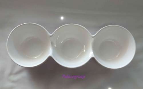 White Dolomite Three in One Condiment Bowl, 1pc