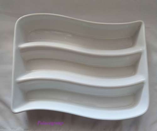 White Porcelain Condiment Bowl, 3 in 1, 305mm x 225mm x 45mm