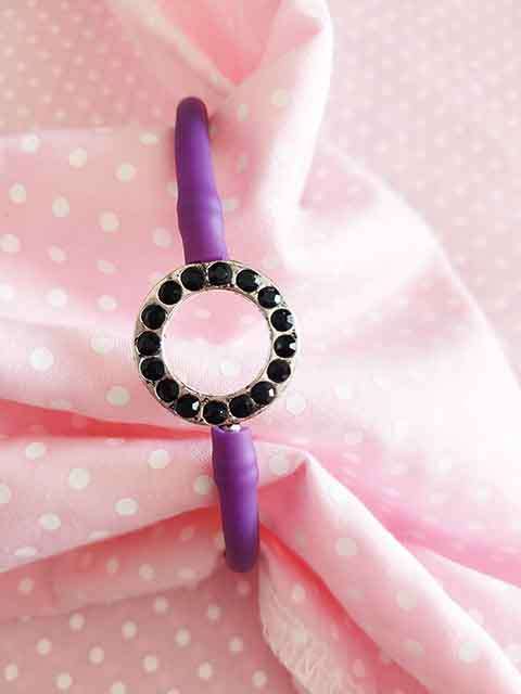 Cheri Bracelet, Purple Tube With Black Rhinestoned Centre, 65mm Diameter, 1pc