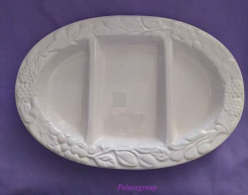 White ceramic platter/snack dish, dimensions: L 405mm x W 270mm x H 40mm