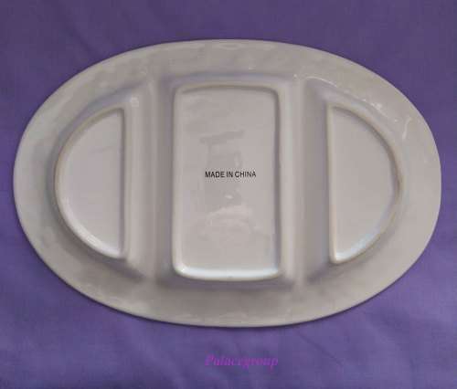 White ceramic platter/snack dish, dimensions: L 405mm x W 270mm x H 40mm