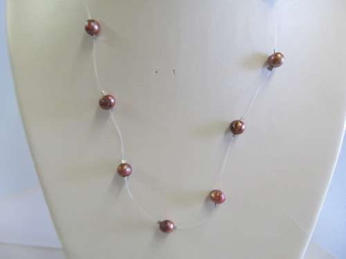 Floating Freshwater Pearl Necklace, Maroon, ±50cm