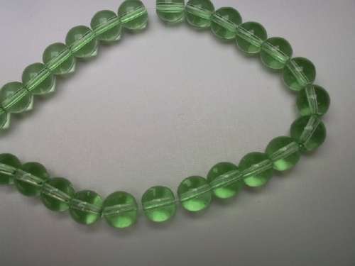 Glass Beads, Plain, Round, Green, 8mm, ±35pc