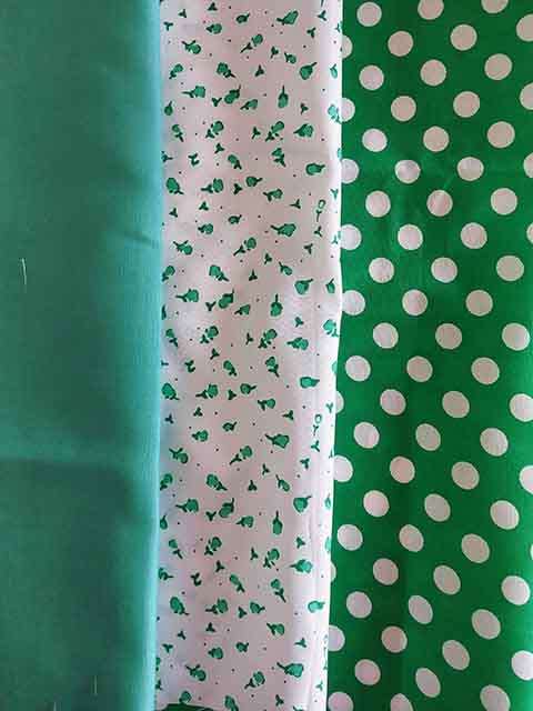 Fabric Squares Green, 35x35cm, Cotton Blend For Patchwork/Applique, 3pc
