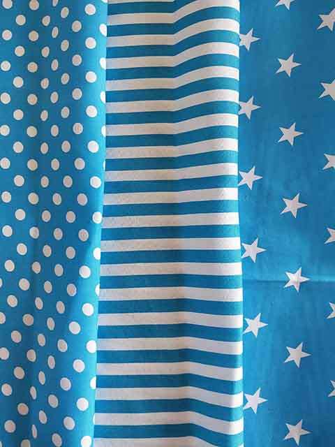 Fabric Squares, Blue, 35x35cm, Cotton Blend For Patchwork/Applique, 3pc