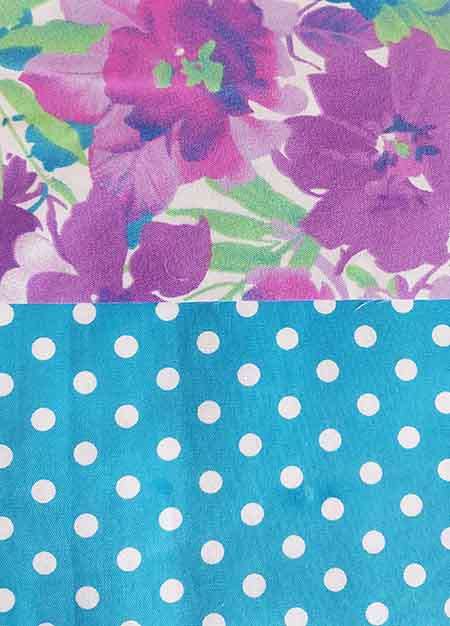 Fabric Squares, Blue/Purple, 19cmx19cm, Cotton Blend For Patchwork/Applique, 2pc