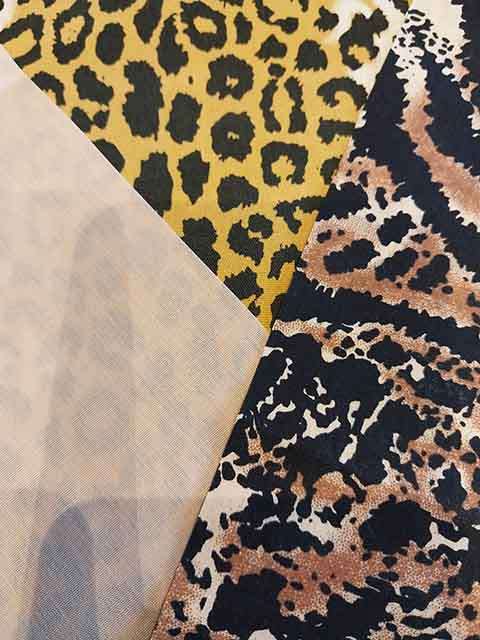 Fabric Squares, Beige Leopard Print, 19cmx19cm, Cotton Blend For Patchwork/Applique, 3pc