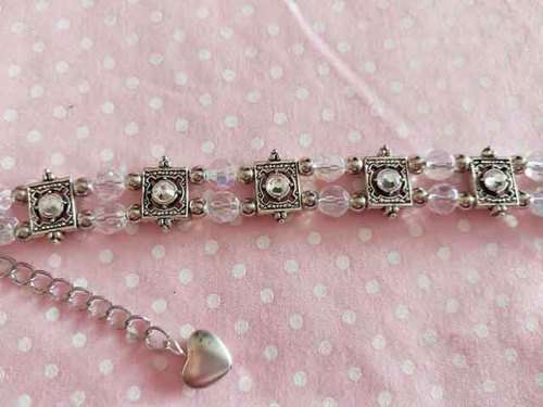 Crystal Bracelet, Clear Crystal Beads, Sliders+Clear Rhinestones, Nickel Lobster Clasp, 17.5cm + 5cm