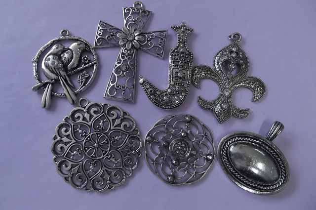 Pendant, Random Design, Metal, Nickel Colour, 1pc
