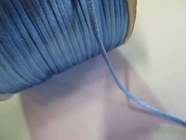 Stringing Material, Silk Cord, Light Blue, 2mm,  1 Meter, 1pc