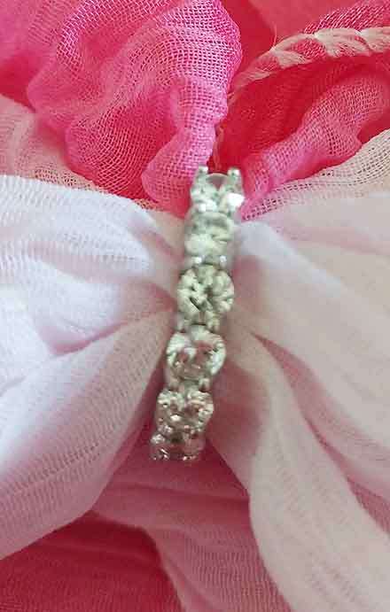 Riza Ring, Silver Ring, Clear Rhinestones, Stamped 925, Ring Size 16mm (5 - L), Top Width 4mm