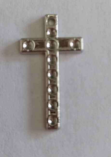 Pendant, Cross, Metal, Nickel, 22mm x 12mm, 1pc