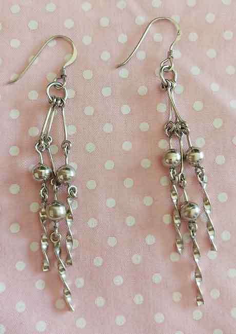 Burtell Earrings, Dangle Earrings, Silver, Stamped 925, 77mm, 2pc