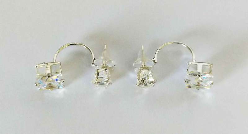 Earrings Roman Duet Rhinestones Clear 25mm