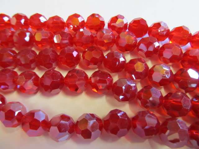 Glass Crystal Beads, Chinese Crystal Round, Red, 13mm, 8pc