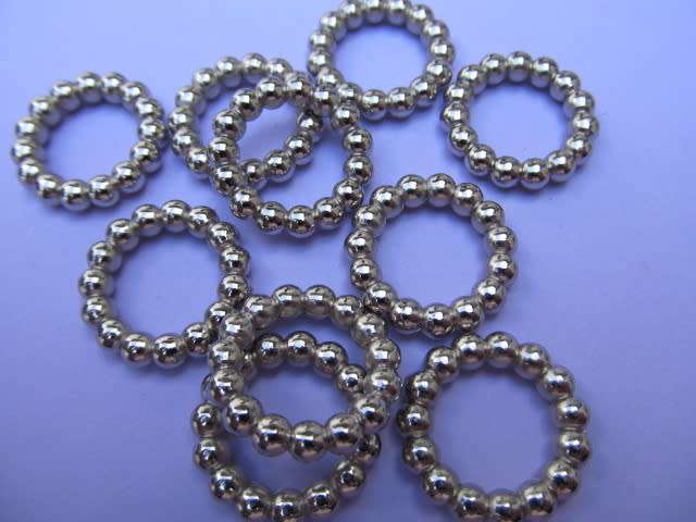 Findings, Connector, Round, Acrylic, Rhodium Plated, Nickel Colour, 24mm, 10pc