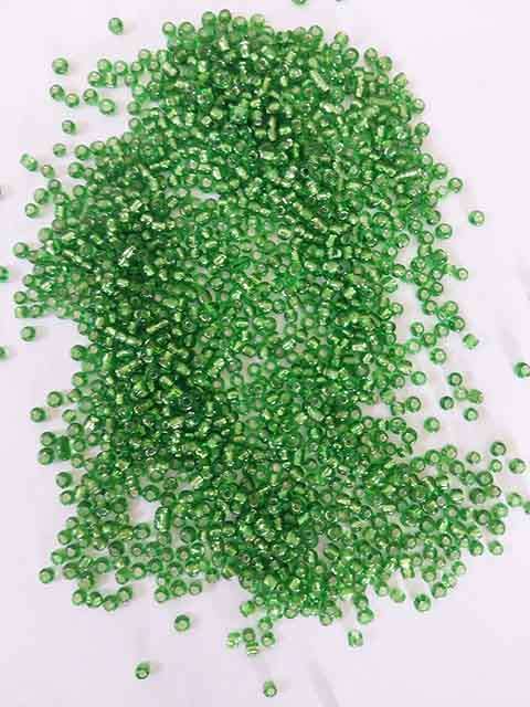 Glass Beads, Seedbeads, Green, Silver Lined, 11/0, 13gr