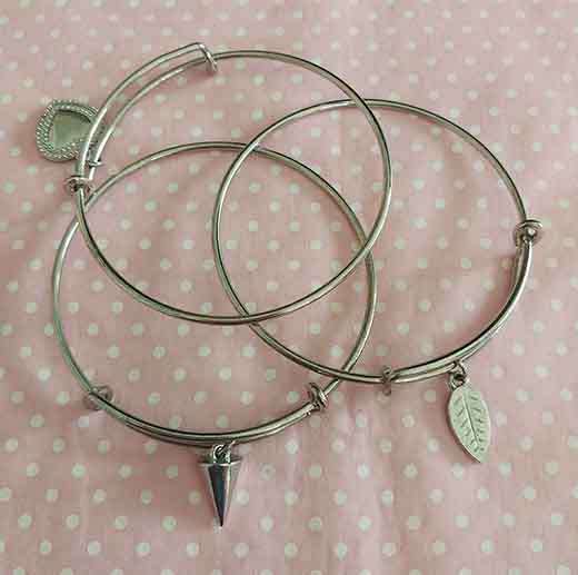 Mistique Bracelet, Nickel Bangles With Charms, 70mm Inside Diameter, 3pc /1 Set