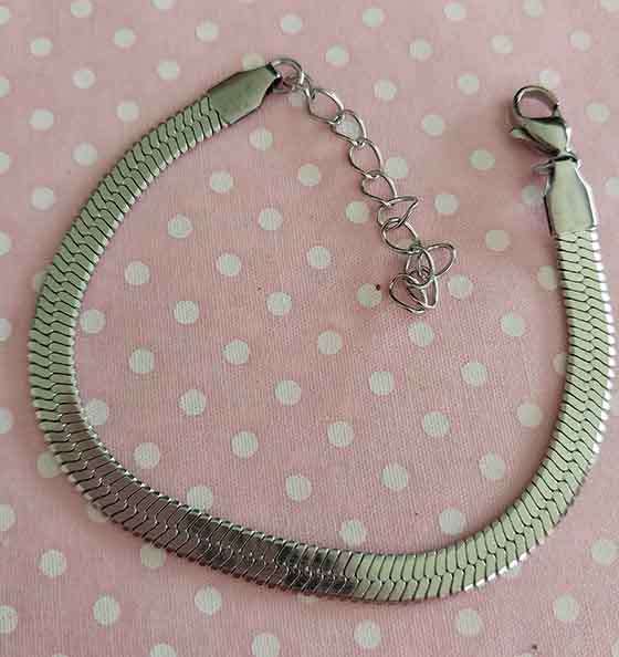 Bracelet, Flat Chain, Stainless Steel, 5mm Wide, Lobster Clasp, 16.5cm+5cm, 1pc