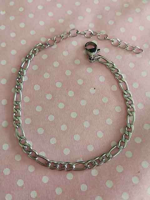 Bracelet, Chain, Stainless Steel, 4mm Wide, Lobster Clasp, 16cm+5cm, 1pc