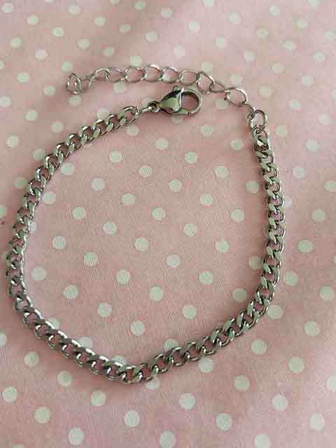 Bracelet, Chain, Stainless Steel, 4mm Wide, Lobster Clasp, 15.5cm+5cm, 1pc