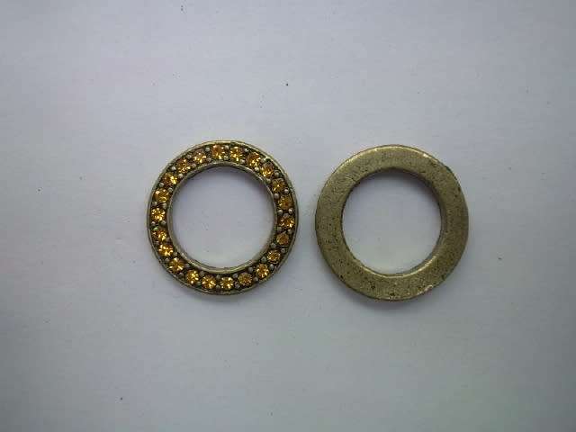 Findings, Connector, Metal, Bronze, Topaz Rhinestones, 18mm, 1pc