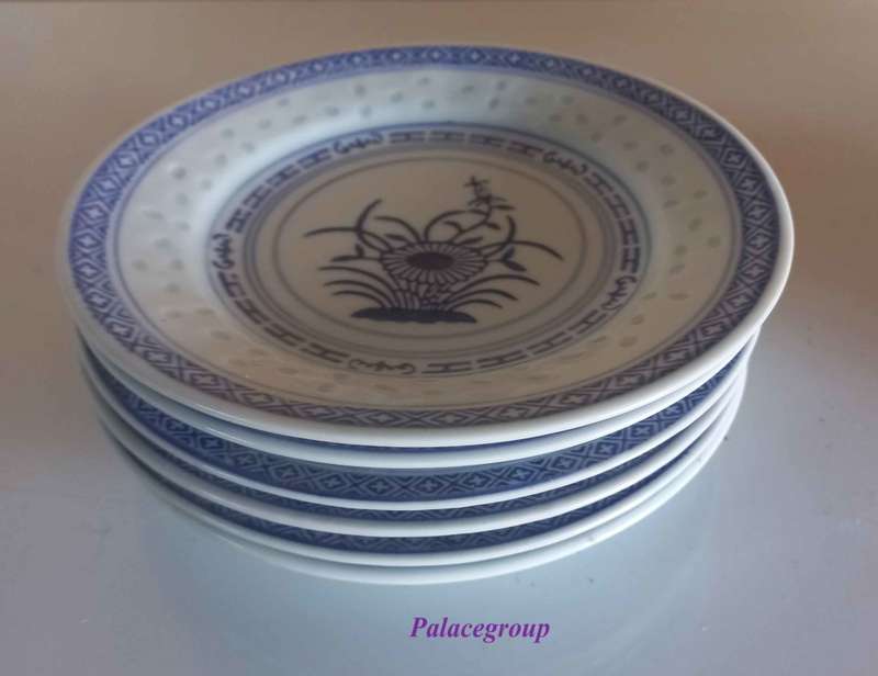 Chinese Rice Grain - 6 x Rice Eyes Blue And White Side Plates, Dia 150mm, See Photo`s