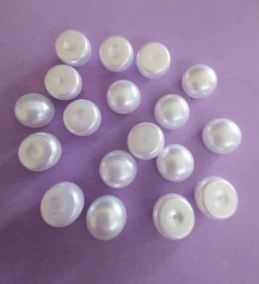 Earring, White Faux Pearl 2 Pair/4pc, Glu on Ear Stud, 12mm