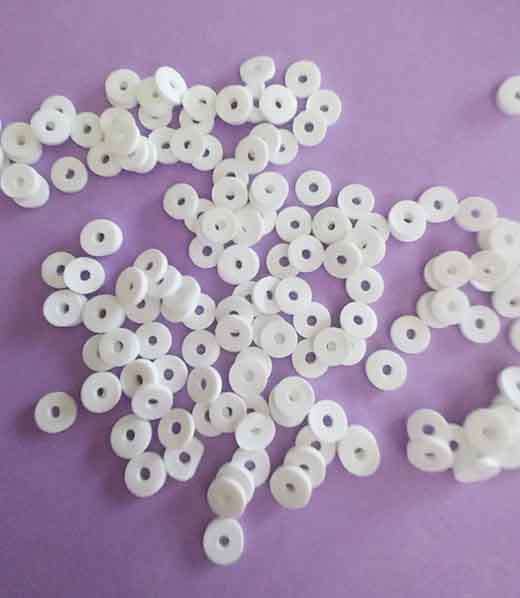 Other beads, Disc, White, Clay, 6mm, 100pc / 4,05gr